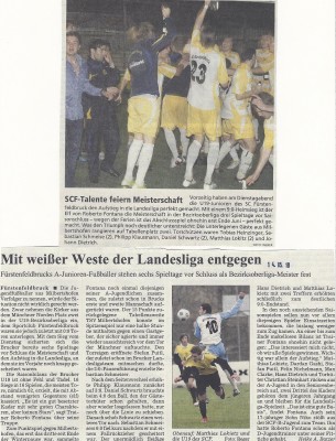 U19 - Presseberichte Aufstieg